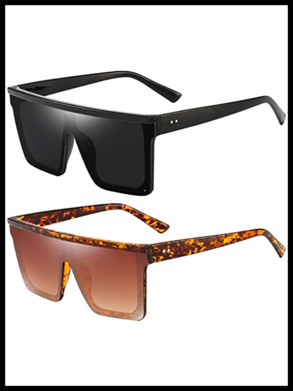 Oversized Square Sunglasses Women Men UV400 Protection Flat Top Big Frame Shades
